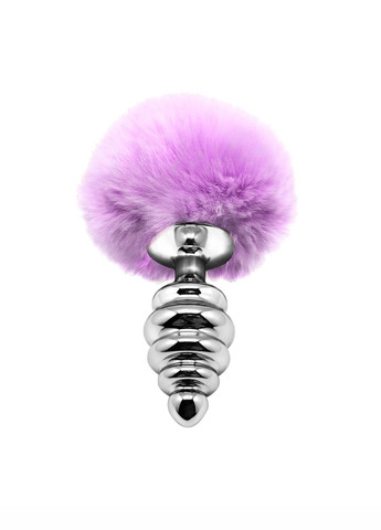 Металева анальна пробка Кролячий хвостик Fluffy Twist Plug M Purple, діаметр 3,4 см Alive (260603174)
