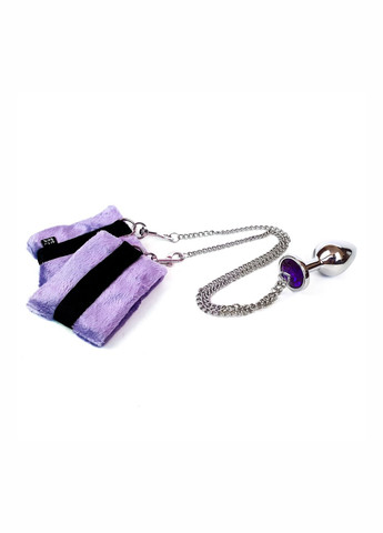 Наручники з металевою анальною пробкою Art of Sex Handcuffs with Metal Anal Plug size M Purple Kiiroo (260603271)