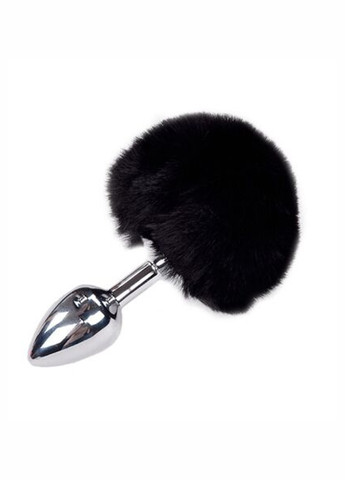 Металева анальна пробка Кролячий хвостик Alive Fluffy Plug S Black, діаметр 2,8 см Satisfyer (260603213)