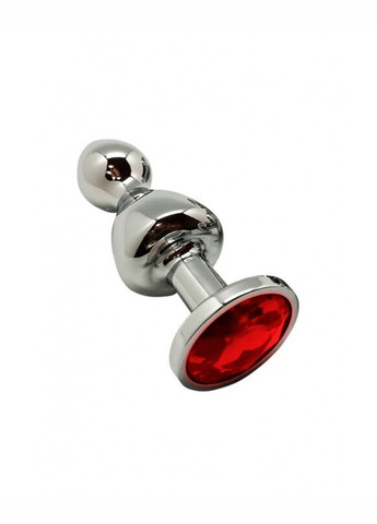 Металлическая анальна пробка Lollypop Double Ball Metal Plug Red S диаметр 2,8см, длина 8,5см Wooomy (260603303)