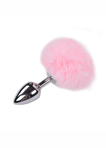 Металева анальна пробка Кролячий хвостик Alive Fluffy Plug M Pink, діаметр 3,4 см Hismith (260603300)