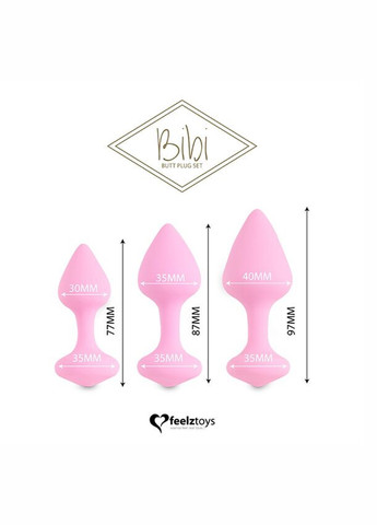Набор силиконовых анальных пробок FeelzToys - Bibi Butt Plug Set 3 pcs Pink Art of Sex (260603279)