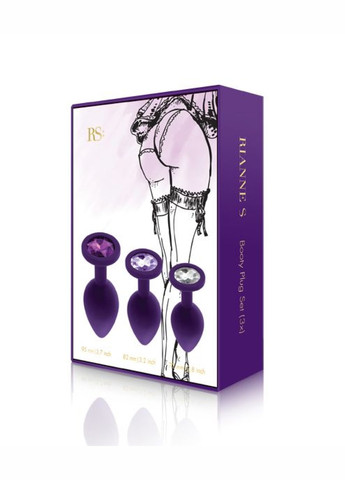 Набор анальных пробок с кристаллом Rianne S: Booty Plug Set Purple, диаметр 2,7см, 3,5см, 4,1см Art of Sex (260603276)