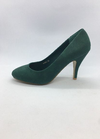 Темно-зеленые женские классические туфли на среднем каблуке - фото