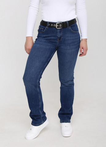 Джинсы женские темно-синие прямые большой размер длина Прямая Angelina Mara - (260617356)