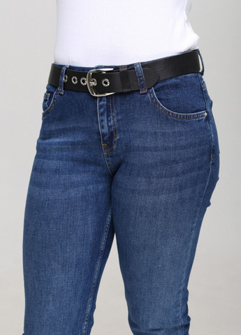 Джинсы женские темно-синие прямые большой размер длина Прямая Angelina Mara - (260617356)