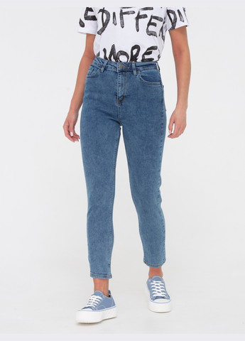 джинсы-мом с завышенной талией синие Dressa - (260616814)