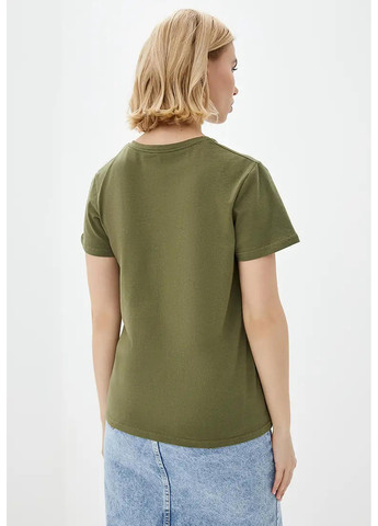 Хакі (оливкова) літня жіноча футболка, стрейч-кулір Sport Line
