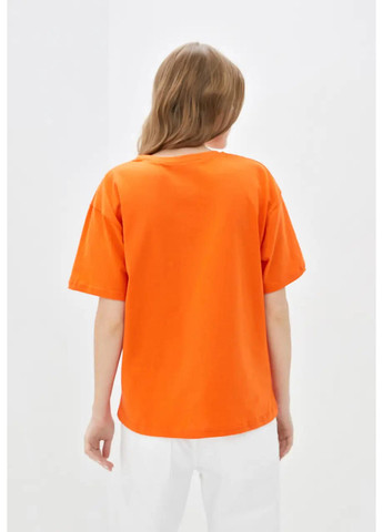 Оранжевая летняя женская футболка в стиле оверсайза. Sport Line