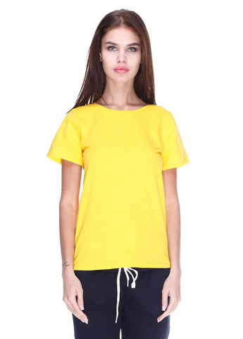 Желтая летняя женская футболка классическая Sport Line