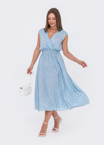 Блакитна розкльошена сукня блакитного кольору з квітковим принтом Dressa
