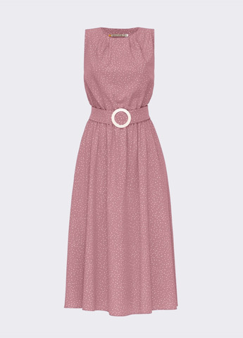 Розовое расклешенное платье розового цвета в горошек Dressa