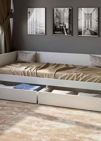 Односпальне ліжко з ящиками Соната-800 80х190 см німфея альба (EVR-2470) Еверест (260623626)