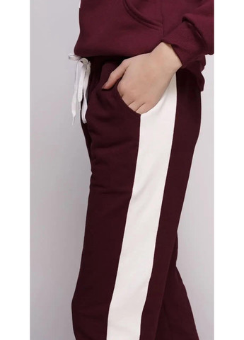 Жіночі спортивні штани з лампасом, бордо-молоко Sport Line (260631710)