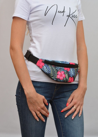 Сумка поясна бананка Міні з принтом Квіти з одним відділенням 20388 4PROFI (260635747)