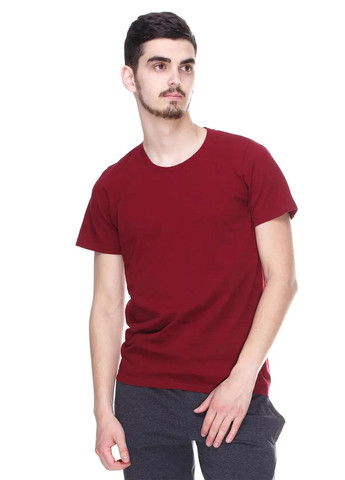 Бордовая мужская футболка, круглое горло Sport Line