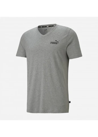 Сіра футболка ess v neck tee medium gray heather сірий Puma