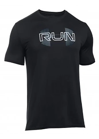 Черная футболка ua run overlapogo/s черный муж Under Armour