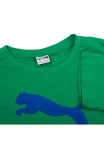 Зеленая демисезонная детская футболка classics logo tee зеленый Puma