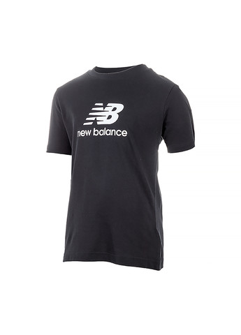 Черная демисезонная детская футболка essentials stacked logo jersey черный New Balance