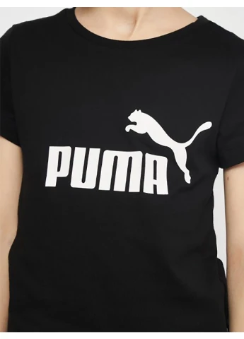 Черная демисезонная футболка детская ess logo tee black черный Puma