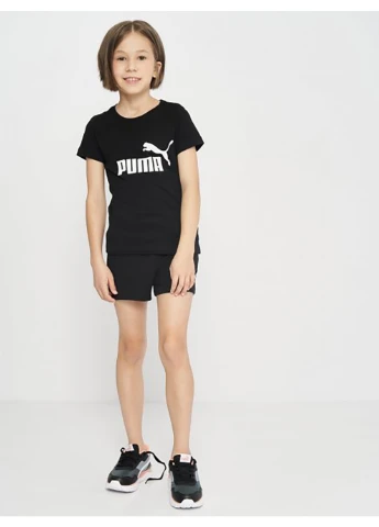 Черная демисезонная футболка детская ess logo tee black черный Puma
