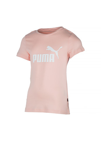 Персиковая демисезонная детская футболка ess logo tee персиковый Puma
