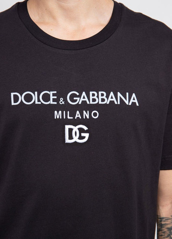 Черная черная футболка с вышитым логотипом Dolce & Gabbana