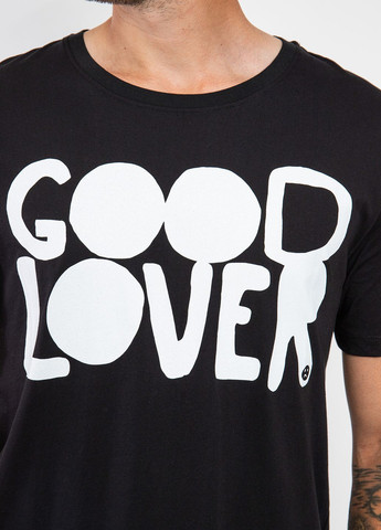 Черная белая футболка с принтом good lover Valentino