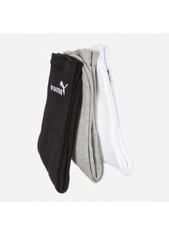 Білі набір шкарпеток sport sock 3 pack outlets white-grey-black білий сірий чорний 3 пари Puma однотонні (260659062)