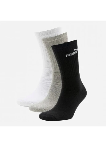 Білі набір шкарпеток sport sock 3 pack outlets white-grey-black білий сірий чорний 3 пари Puma однотонні (260659062)