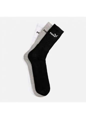 Білі набір шкарпеток sport sock 3 pack outlets white-grey-black білий сірий чорний 3 пари Puma однотонні (260659062)