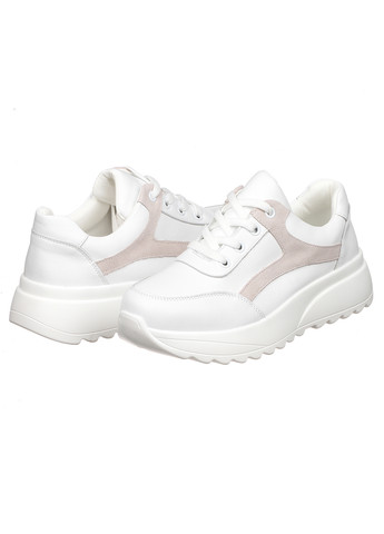 Білі осінні шкіряні жіночі кросівки b05-4 Hengji
