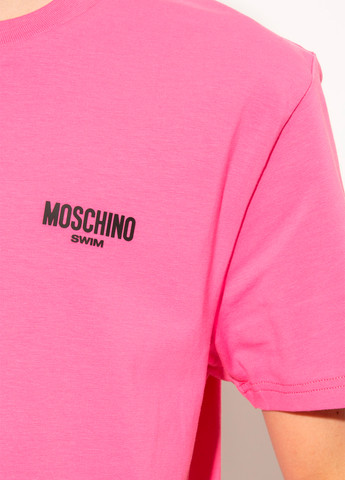 Розовая летняя женская розовая футболка swim с коротким рукавом Moschino