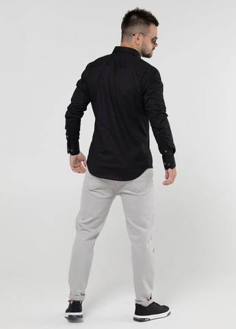 Черная повседневный рубашка однотонная Redpolo