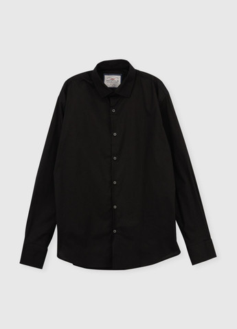 Черная повседневный рубашка однотонная Redpolo