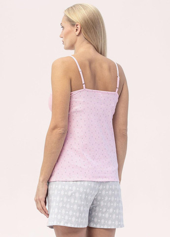 Розовая всесезон женская пижама майка + шорты Roksana