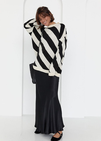 Бежевый демисезонный женская кофта оверсайз в диагональную полоску Lurex