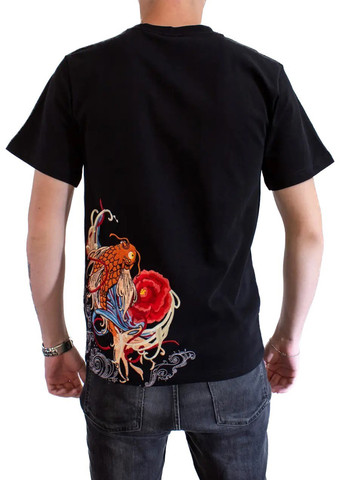 Чорна чоловіча футболка gold fish m black (28972421 m) No Brand