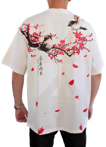 Біла чоловіча футболка cherry blossoms l white (28972442 l) No Brand