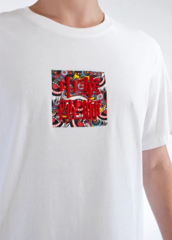 Біла чоловіча футболка flaming white m (28972127) No Brand