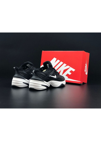 Чорно-білі Осінні чоловічі кросівки чорні з білим «no name» Nike M2k Tekno