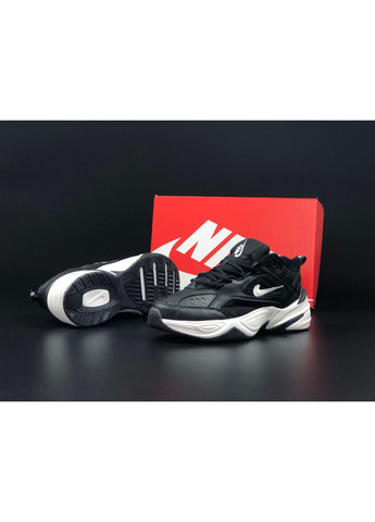 Черно-белые демисезонные мужские кроссовки черные с белым "no name" Nike M2k Tekno