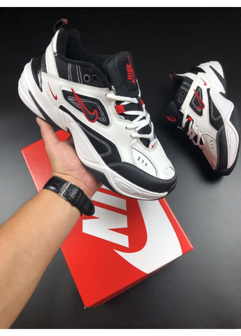 Чорно-білі Осінні чоловічі кросівки білі з чорним\червоні «no name» Nike M2k Tekno