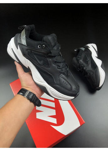 Чорно-білі Осінні чоловічі кросівки чорні з білим\сірі «no name» Nike M2k Tekno