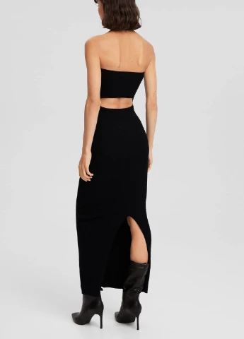 Черное вечернее платье Bershka однотонное
