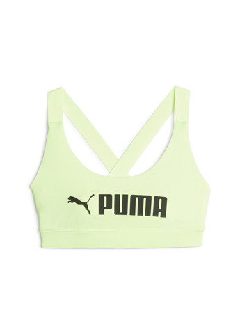 Зелений топ fit mid impact training bra women Puma поліестер, еластан