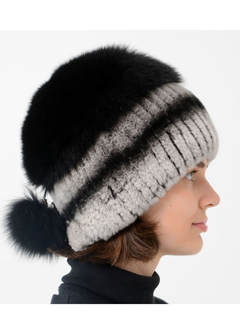 В'язана хутряна шапка з хутра кролика Меховой Стиль Бубон (260737245)