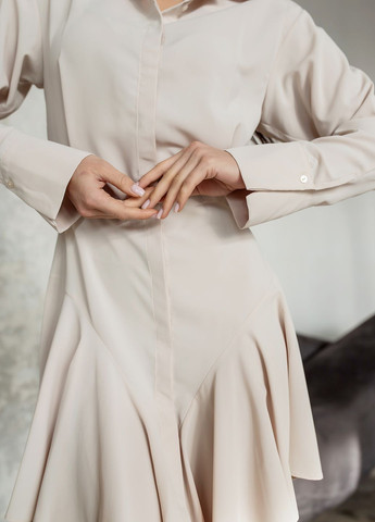 Молочна сукня з воланом молоко костюмна тканина марітель Maritel'