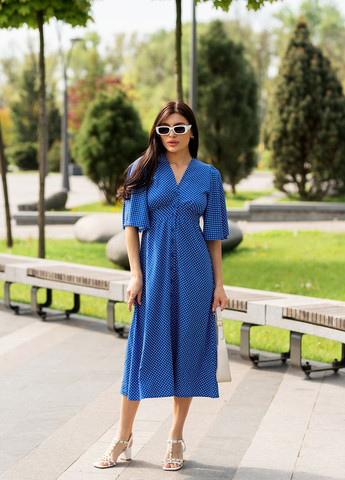 Синее синя сукня софт довга в горох софт марітель Maritel'